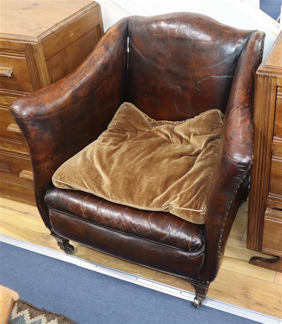 A 1920s leather armchair